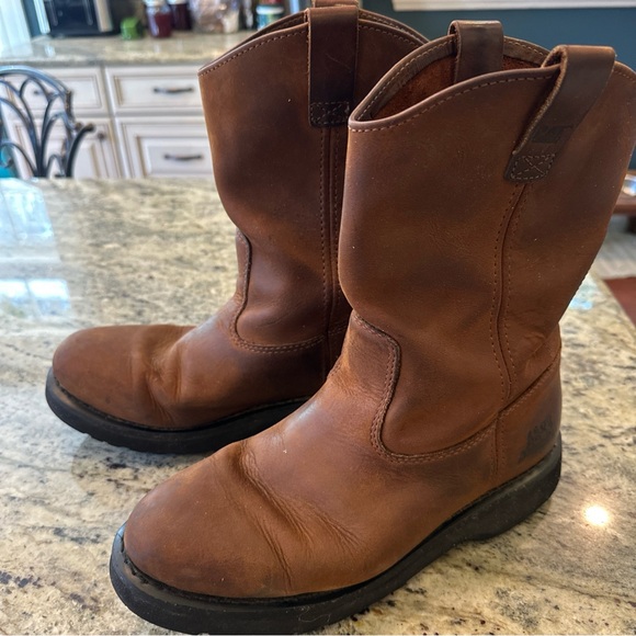 Men’s Caterpillar Brown Leather Work Boots Sz 10 - Picture 1 of 12